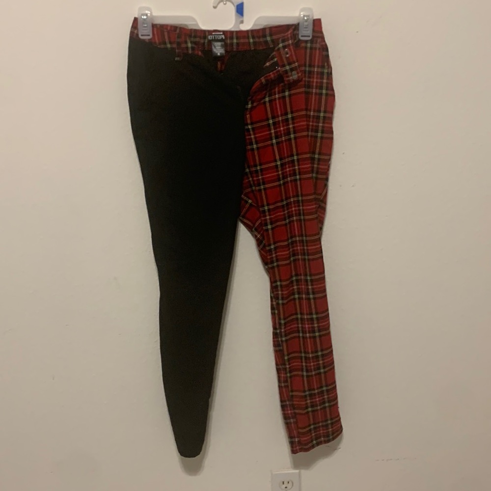 Split Red and Black Pants